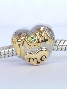 Pugster Mom Heart Love August Birthstone Birthday Charm Compatible with Pandora